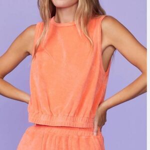 NWT Monrow women's Terry cloth Georgia Peach sleeveless tank top size xxs